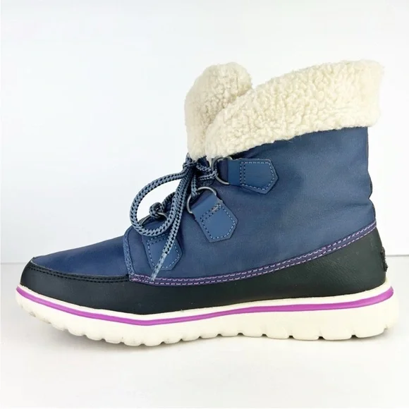 Sorel Cozy Carnival Waterproof Sporty Lightweight Lace Up Navy Blue Black Boots - Picture 9 of 13